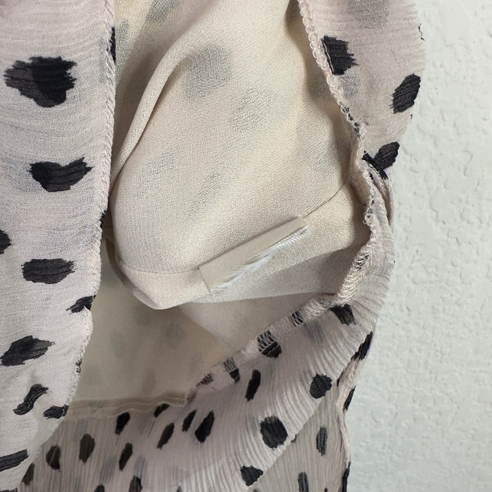Kate Spade Shirt Womens M Black Beige Polka Dot Abstract Preppy Luxury Office - Picture 6 of 7